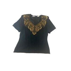 Vintage Stenay Women's 100% Silk Beaded Blouse - Large